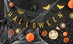 Konfetti Halloween Pająki i pajęczyny złoto-czarne 15 g