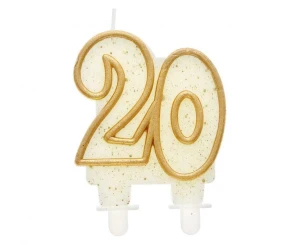 Świeczka Cyfra 20 kontur złota