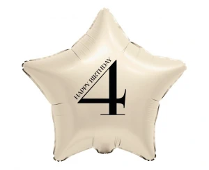Balon foliowy 4 urodziny Happy 4 Birthday Gwiazda kremowy 45 cm