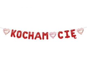 Girlanda papierowa Walentynki Kocham Cię czerwona 1,8 m