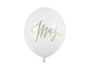 Balon lateksowy Ślub Mąż Pastel biały 30 cm