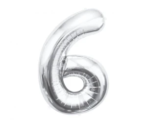 Balon foliowy Cyfra 6 srebrny 85 cm