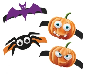 Opaski Halloween papierowe na głowę Boo mix 4 szt.