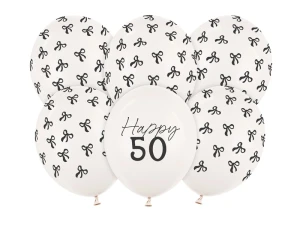 Balony lateksowe 50 urodziny Happy 50 Birthday Off-white Pastel 30 cm 6 szt.