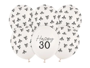 Balony lateksowe 30 urodziny Happy 30 Birthday Off-white Pastel 30 cm 6 szt.