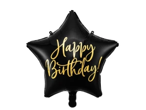 Balon foliowy Happy Birthday czarny 40 cm
