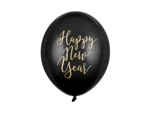 Balon lateksowy Sylwester Happy New Year Pastel czarny 30 cm 50 szt.