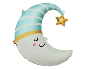 Balon foliowy Księżyc czapeczka niebieski 56 x 68 cm