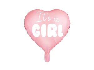 Balon foliowy Powitanie dziecka Serce Its a girl jasnoróżowy 45 cm| dekoracje na powitanie dziecka