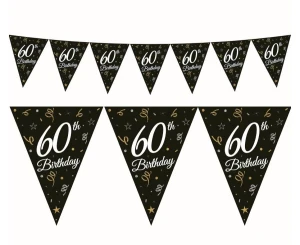 Girlanda papierowa z flagami 60 czarna 28 x 270 cm