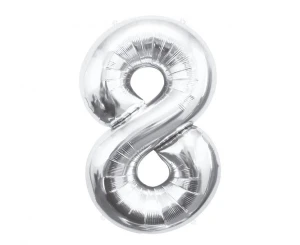 Balon foliowy Cyfra 8 srebrny 85 cm
