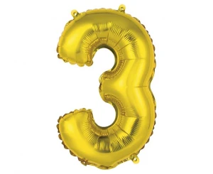 Balon foliowy Cyfra 3 złoty 35 cm