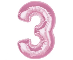 Balon foliowy Smart Cyfra 3 jasnoróżowy 92 cm