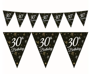 Girlanda papierowa z flagami 30 czarna 28 x 270 cm