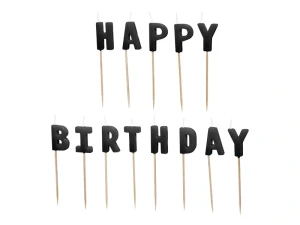 Świeczki urodzinowe Happy Birthday czarne 2,5 cm 13 szt.