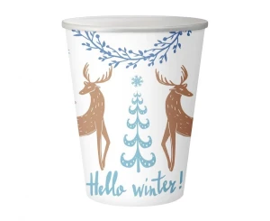 Kubeczki papierowe Boże Narodzenie Hello Winter białe świąteczne 250 ml 6 szt.