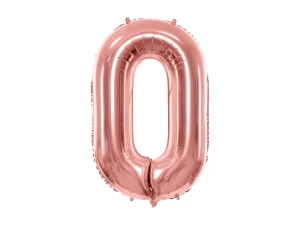 Balon foliowy Cyfra 0 różowe złoto 86 cm