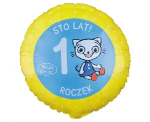 Balon foliowy 1 urodziny Happy 1 Birthday Kicia Kocia 45 cm