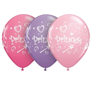 Balon QL 11" z nadr. "Princess", mix: j. różowy, różowy, lawendowy