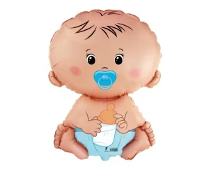 Balon foliowy Baby Shower Bobas Chłopiec niebieski 60 cm | dekoracje na przyjęcie gender reveal