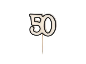 Świeczka urodzinowa liczba 50 5 biało-czarna 5 cm
