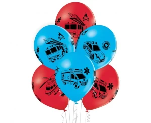 Balony lateksowe Emergency Vehicles niebieskie 29 cm 6 szt.