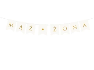 Baner Ślub Mąż Żona biały 15 x 110 cm