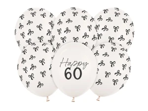 Balony lateksowe 60 urodziny Happy 60 Birthday Off-white Pastel 30 cm 6 szt.