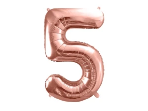 Balon foliowy Cyfra 5 różowe złoto 86 cm