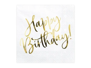 Serwetki papierowe Happy Birthday białe 33 x 33 cm 20 szt.