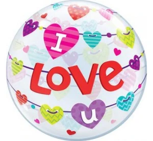 Balon bubble I Love U przezroczysty 56 cm Qualatex