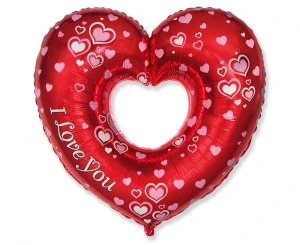 Czerwony Balon Serce na hel 35 cm z napisem I Love You