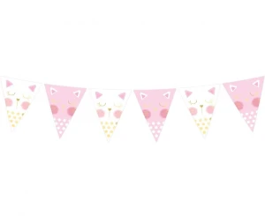 Girlanda Flagi Kotek różowa 16 x 20 cm 8 flag