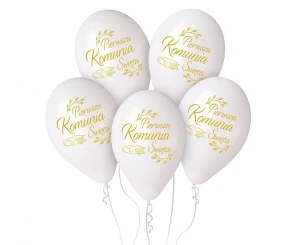 Balony lateksowe Pierwsza Komunia Święta 33 cm 5 szt.