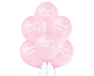 Balony lateksowe Chrzest Święty różowe 29 cm 6 szt.