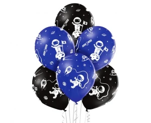 Balony lateksowe Spaceman czarne 29 cm 6 szt.