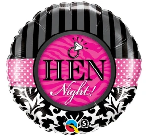 Balon foliowy 18" QL CIR "Hen Night! Damask & Stripes"