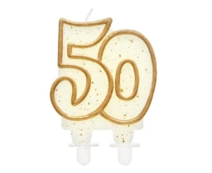 Świeczka Cyfra 50 złota kontur