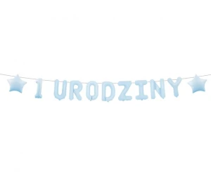 Girlanda papierowa Roczek 1 urodziny niebieska 1,5 m