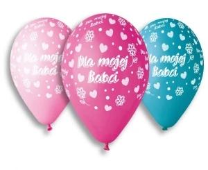 Balony Premium Hel Dla Mojej Babci, 13 cali/ 5 szt.