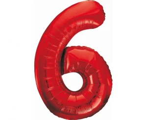 Balon foliowy Cyfra 6 czerwony 85 cm