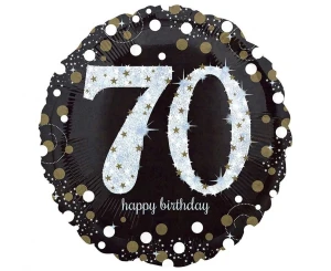 Balon foliowy 18" Sparkling Birthday 70 okrągły, 43 cm, zapakowany