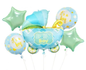 Balony foliowe zestaw Wózek niebieskie 51-62 cm 5 szt.
