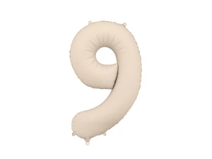 Balon foliowy Cyfra 9 jasny beż 86 cm