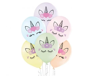 Balony lateksowe Jednorożec głowy 29 cm 6 szt.