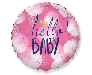 Balon foliowy Baby Shower Hello Baby Girl różowy 45 cm