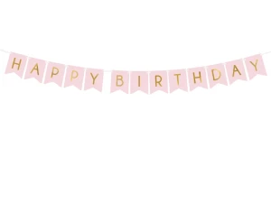 Baner Happy Birthday różowy 15 x 175 cm