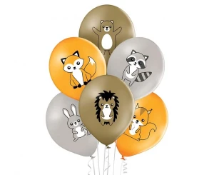Balony lateksowe Forest Animals pomarańczowe 29 cm 6 szt.