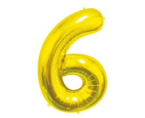 Balon foliowy Cyfra 6 złoty 85 cm