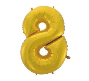 Balon foliowy Cyfra 8 matowy złoty 92 cm